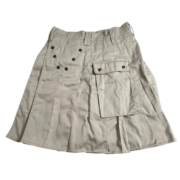 Utilikilts Men 34 Tan Snap Button Cargo Pockets Pleated Kilt Canvas USA Waist 32 - Picture 1 of 6